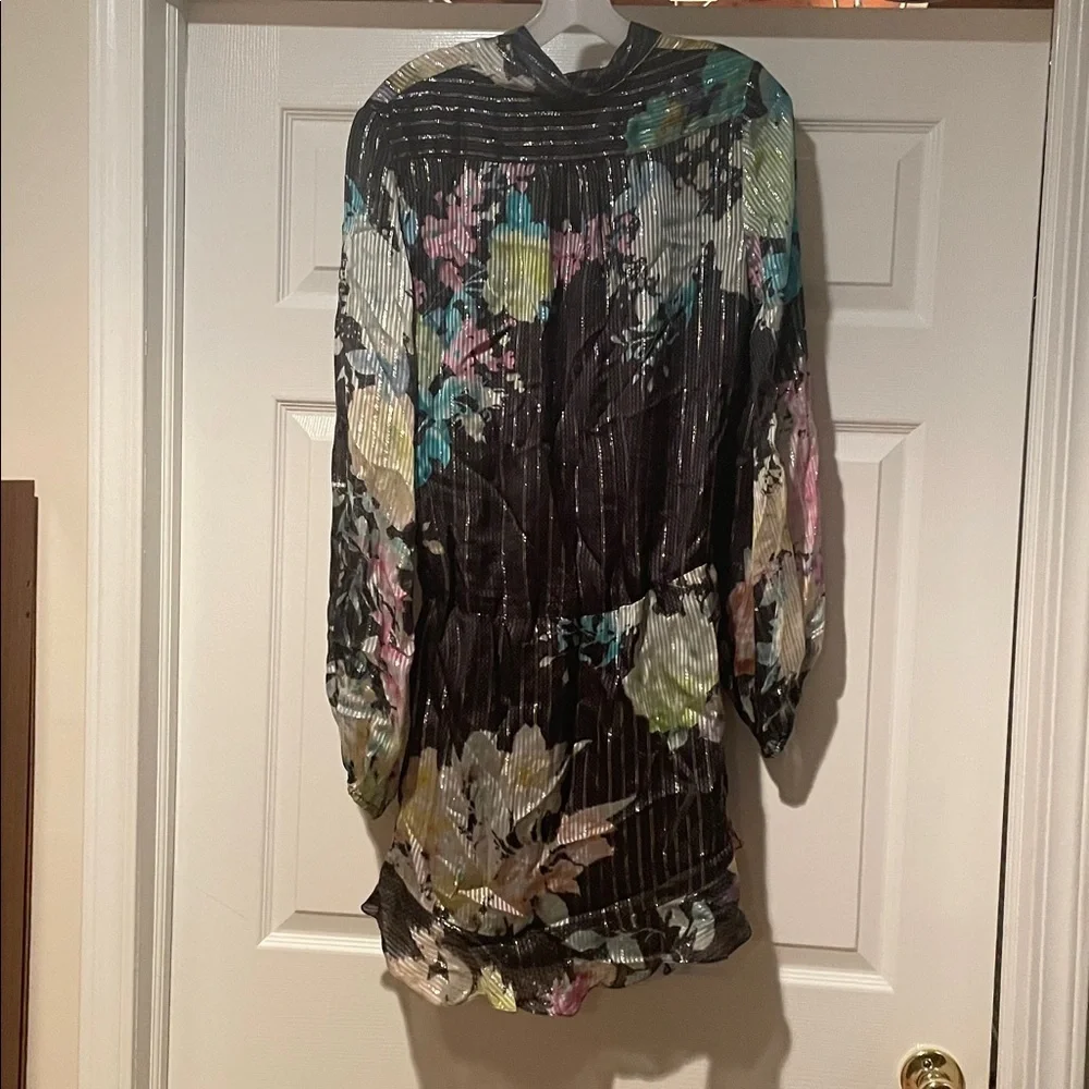 Rococo Sand Black Floral Faux Wrap Mini Dress - Picture 4 of 5